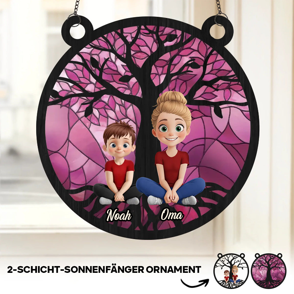 Oma/Mama und Kinder-Personalisierter Sonnenfänger mit Baummotiv