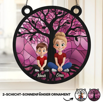 Oma/Mama und Kinder-Personalisierter Sonnenfänger mit Baummotiv