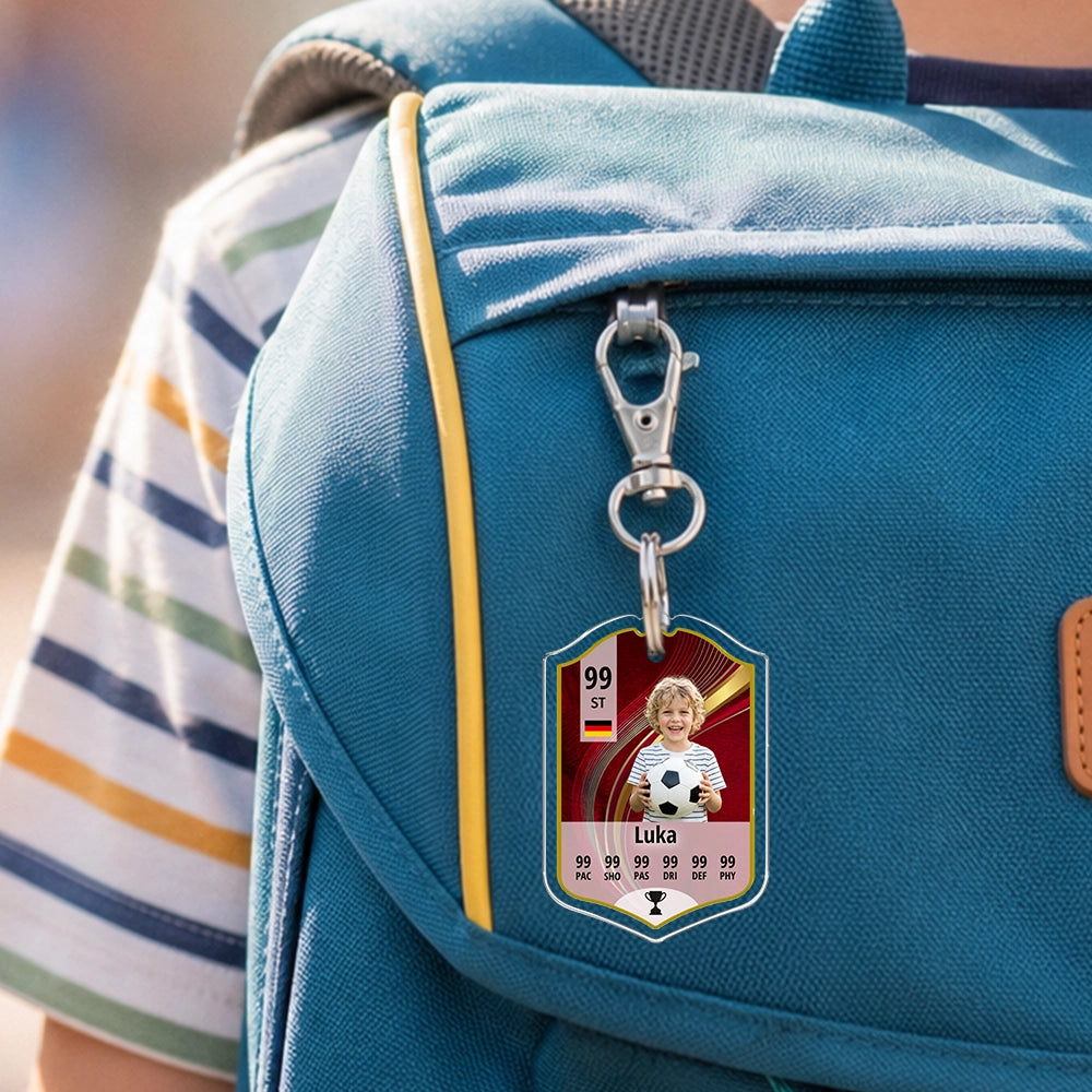 Personalisierter Acryl-Schlüsselanhänger für Kinder: National-Team Fußball ID Card