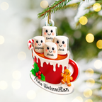 Personalisierter Acryl-Weihnachtsanhänger mit Namen & Text – Marshmallow-Motiv für die Familie