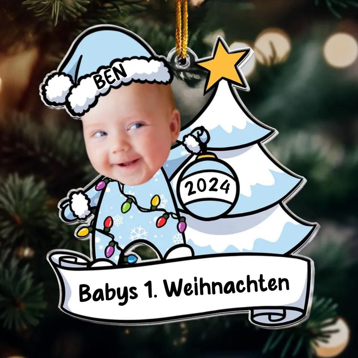 Weihnachtsanhänger mit Foto für Baby