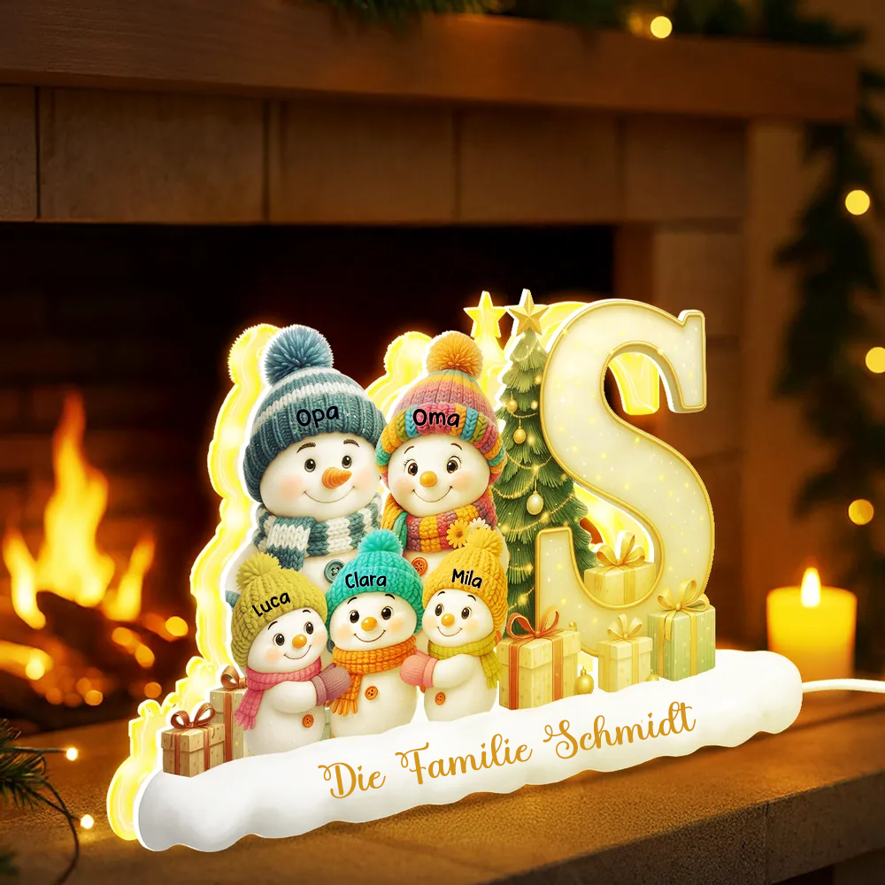 Personalisierte Schneemann-Leuchtbox mit Buchstabe Weihnachtsdekoration für Familie
