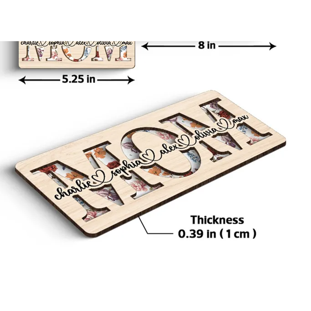 MAMA/MOM/OMA/MAMI- Personalisierter 2-lagiger Holzaufsteller mit Geburtsblumen und Namen