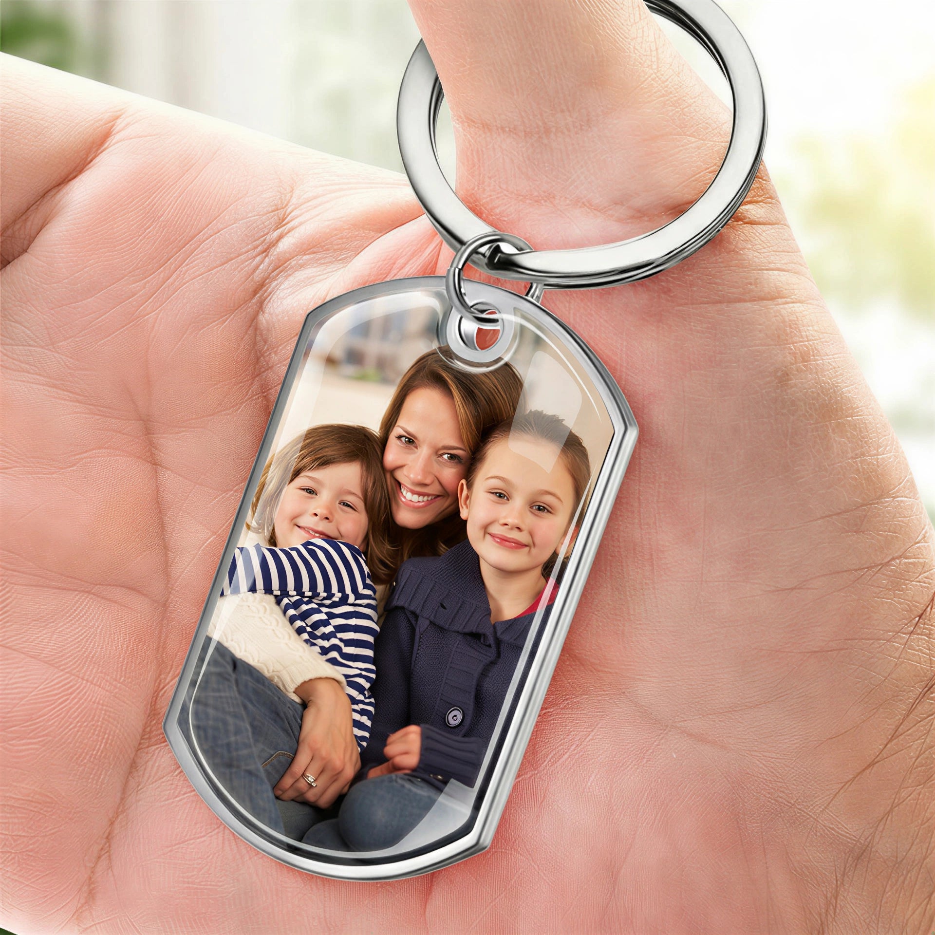 MAMA Foto-Edelstahl-Schlüsselanhänger mit Expoxidharz Geschenk für Mutter
