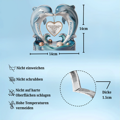 Delfine-Personalisierte Acrylplakette mit Herz Geschenk für Paar