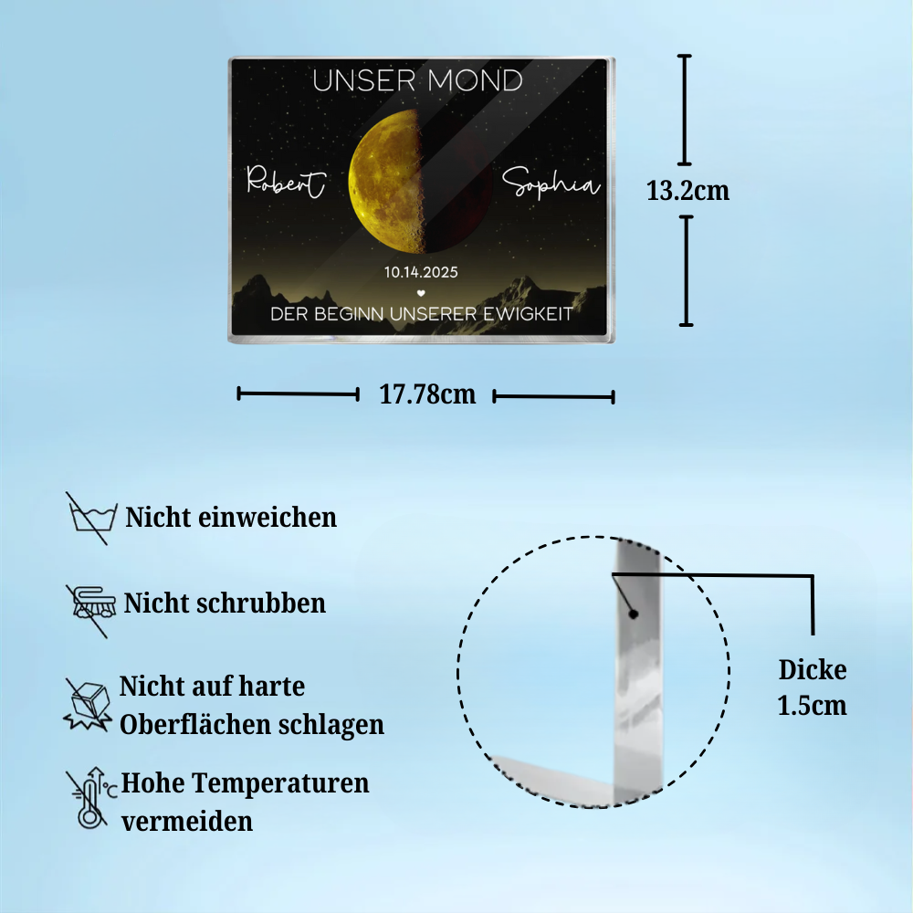 Unser Mond-Personaliserter Acrylblock mit goldenem Mond Geschenk für Paar