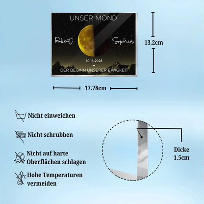 Unser Mond-Personaliserter Acrylblock mit goldenem Mond Geschenk für Paar
