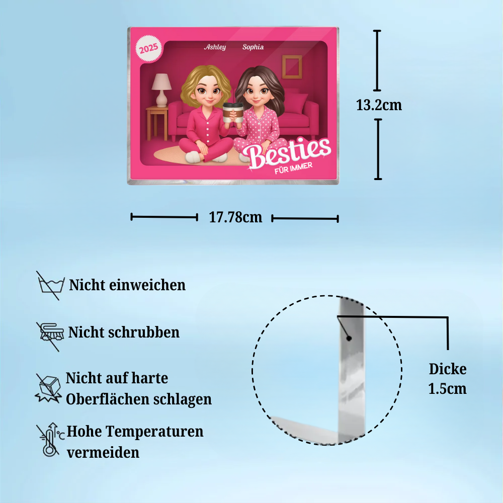 Pyjama-Party-Personalisiertes Acrylblock mit 2-6 Frauen Geschenk für beste Freundin und Schwester