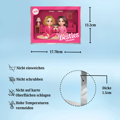 Pyjama-Party-Personalisiertes Acrylblock mit 2-6 Frauen Geschenk für beste Freundin und Schwester