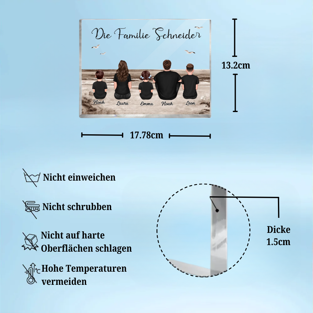 Acryblock mit 2-10 Personen, Text und Namen personalisiert Geschenk für Familie