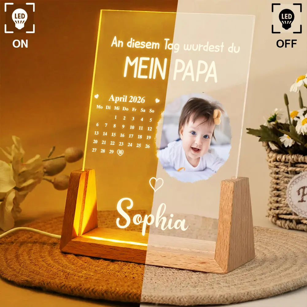 Personalisiertes LED-Nachtlicht mit Kalenderdatum und Photo - An diesem Tag wurdest du...