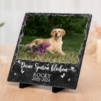 Personalisierte Schieferplatte mit Foto und Spruch Trauergeschenk