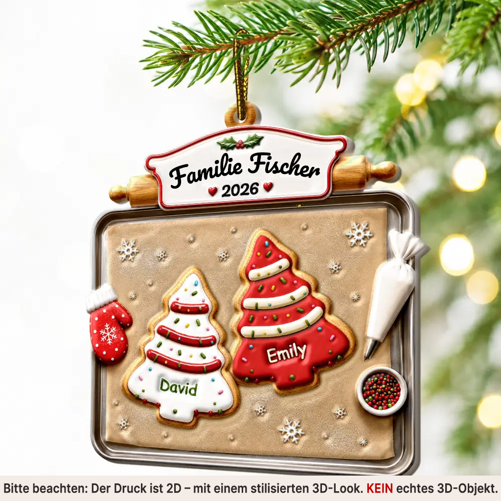 Personalisierter Acryl-Weihnachtsanhänger mit Namen & Text – Lebkuchen-Motiv