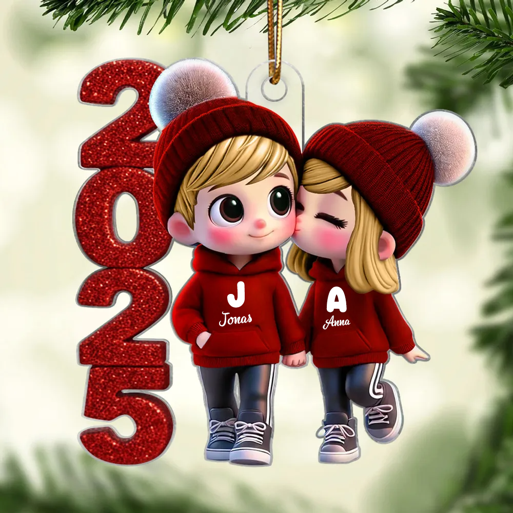 2025 Süßes Paar-Personalisierter Acrylanhänger mit 2 Personen Geschenk für Paar, LGBT Paar