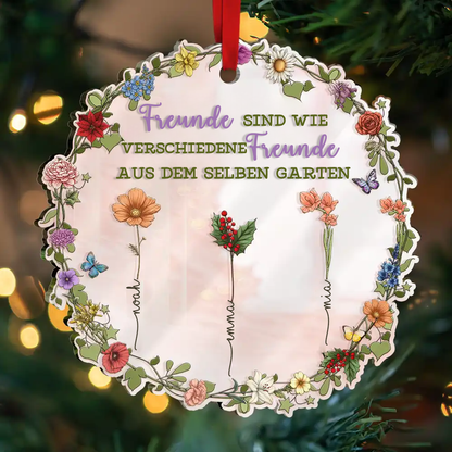 Personalisierter Acrylanhänger mit Geburtsblumen Christbaumschmuck für beste Freundin und Schwester
