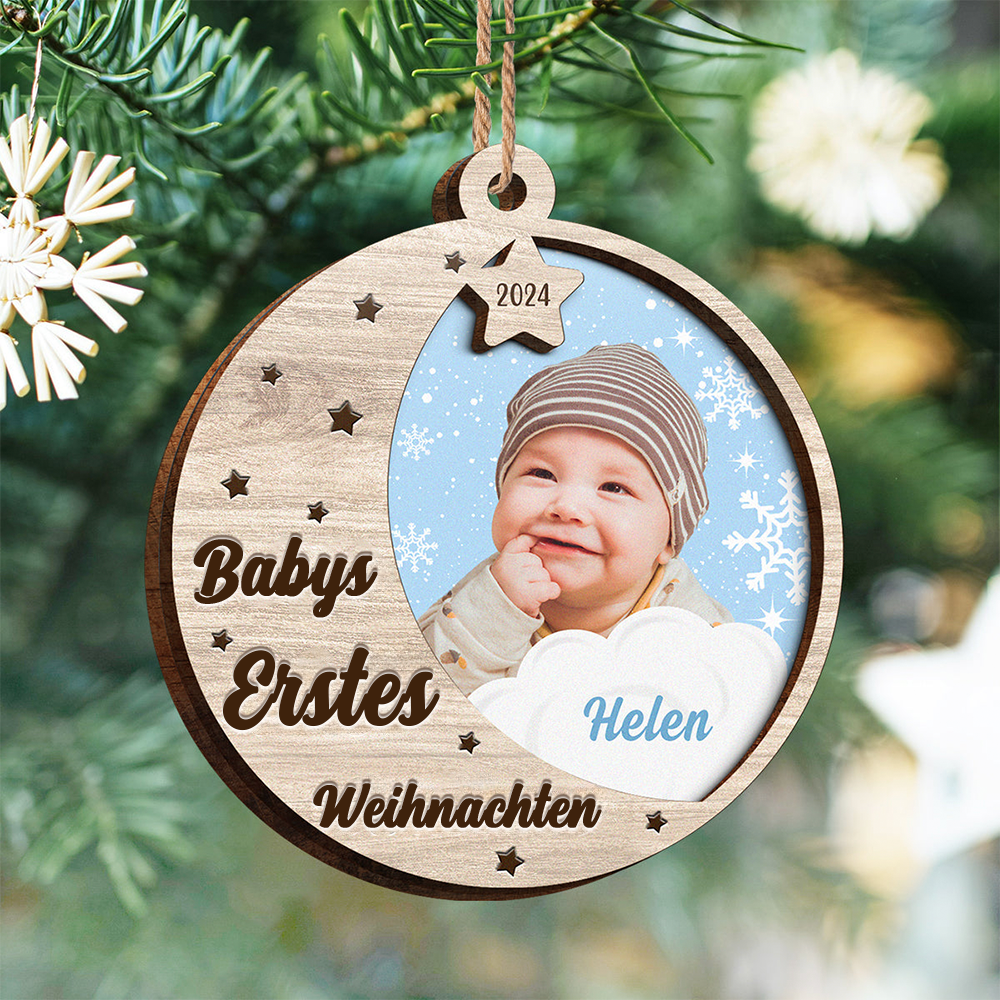 Weihnachtsschmuck aus Holz-Baby Weihnachtsanhänger mit Foto