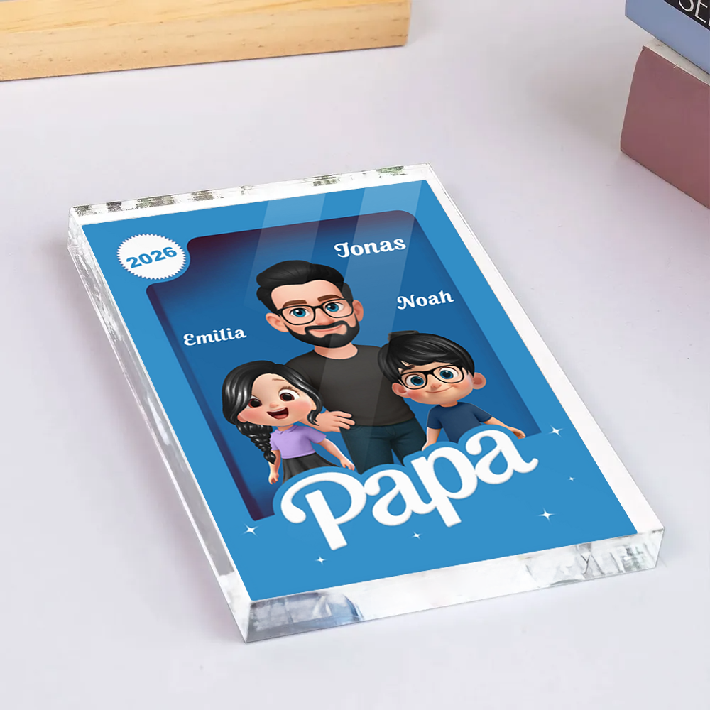 Personalisierter Acrylbock mit Papa und Kinder Geschenk für Vater und Opa