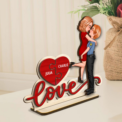 Love- Personalisierte Holztafel mit 2 Figuren und Namen Geschenk für Paar