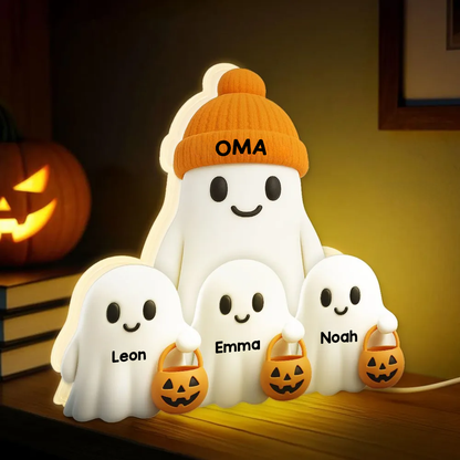 Buh-Personalisierte LED-Lichtbox für Oma – Halloween-Deko mit Namen