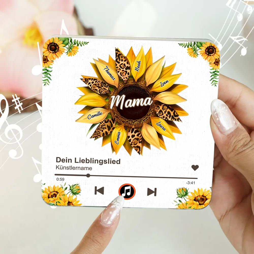 Sonnenblumen- Acryl-Kühlschrankmagnet mit Musik
