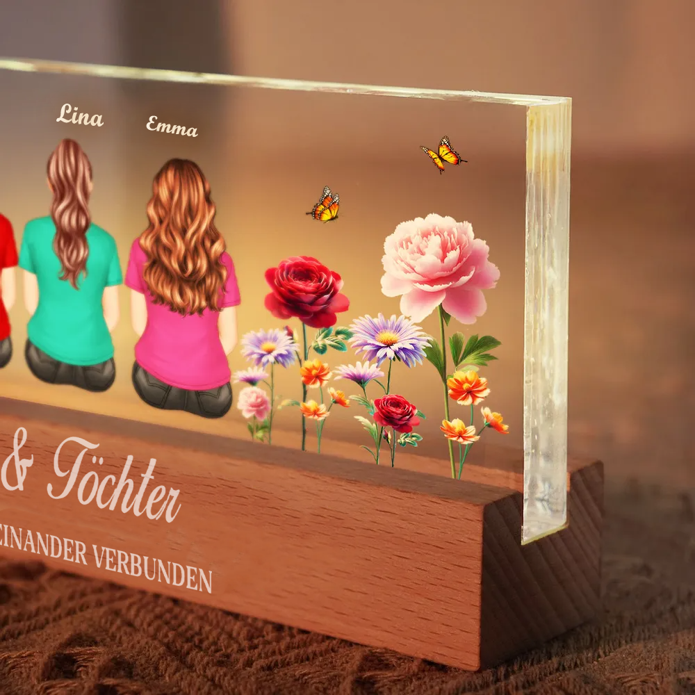 Personalisiertes LED-Nachtlicht mit Geburtsblumen Geschenke für Familie