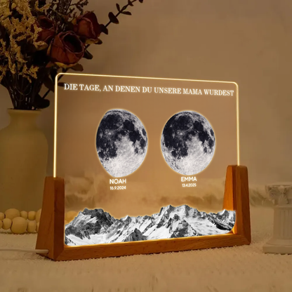 Mondphasen-Personalisierte LED Nachtlicht mit U-Sockel Geschenk für Mama