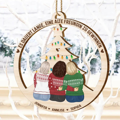 Holzanhänger mit 2-6 Frauen Christbaumschuck  für beste Freundinnen