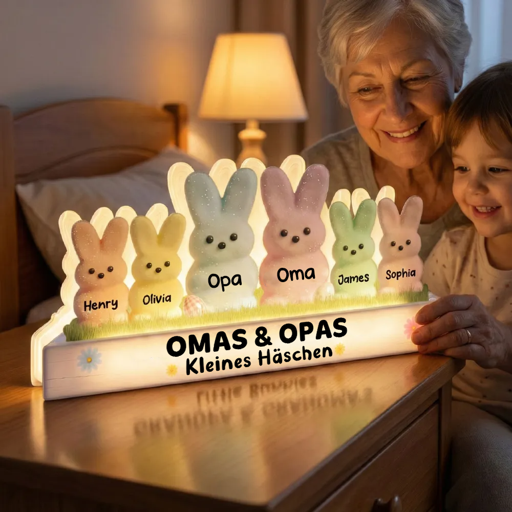 Osterhasen für Oma & Opa – Personalisierte LED-Lichtbox mit Enkel-Namen | Ostergeschenk für Großeltern
