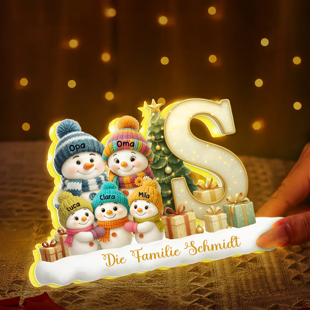 Personalisierte Schneemann-Leuchtbox mit Buchstabe Weihnachtsdekoration für Familie