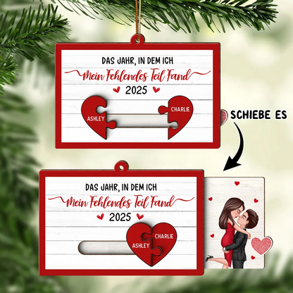 “Mein fehlendes Teil"-Personalisierter Schiebepuzzle-Anhänger mit Paar-Motiv