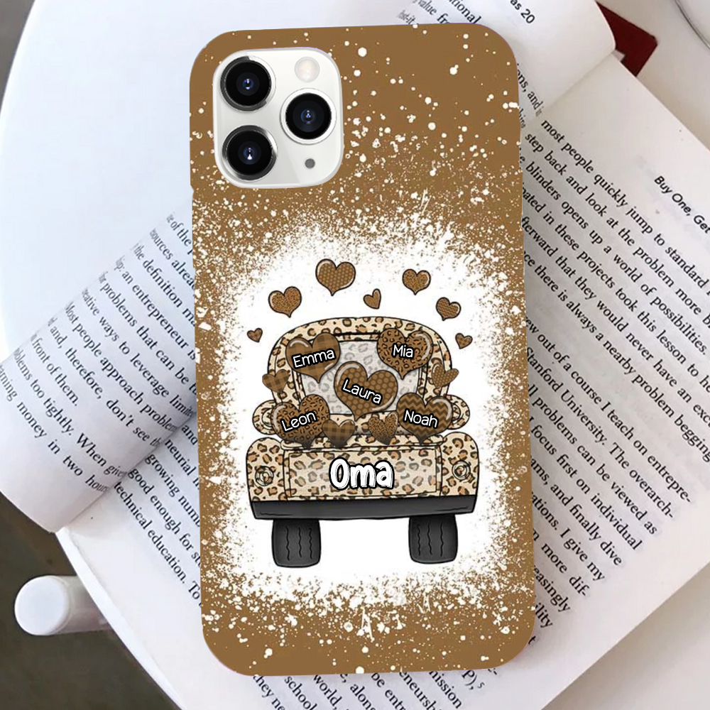 Wagen und Herzen - Silikonhandyhülle für iPhone und Samsung mit Namen personalisiert Geschenk für Oma und Mama