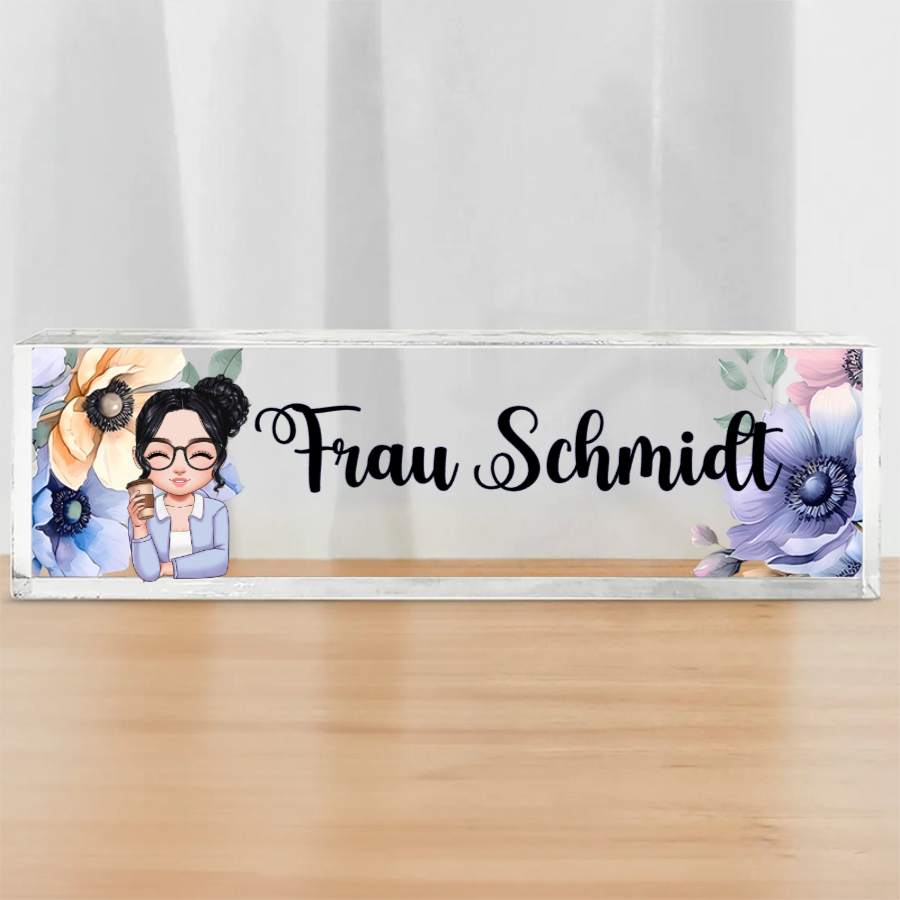 Personalisierte Acryltafel mit Namen Geschenk für Lehrerin und Kollegin