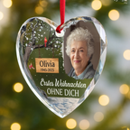Erstes Weihnachten ohne dich - Glasornament mit Foto Personalisierter Christbaumanhänger