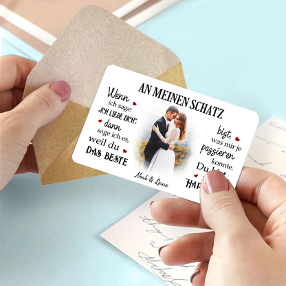 Mein Happy End - Personalisierte Brieftasche-Karte mit Foto und Text Geschenk für Paar