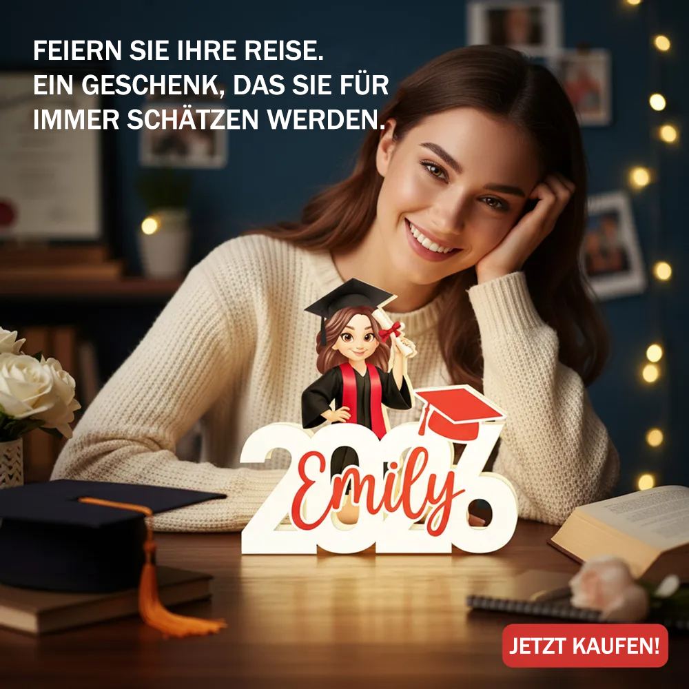 Abschlussjahrgang – Personalisierte LED-Lichtbox – Geschenk zur Graduation