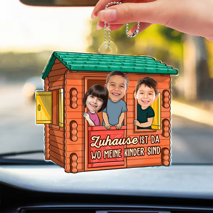 Zuhause ist... Personalisierter Autoanhänger aus Acryl mit Fotos Geschenk für Papa und Mama