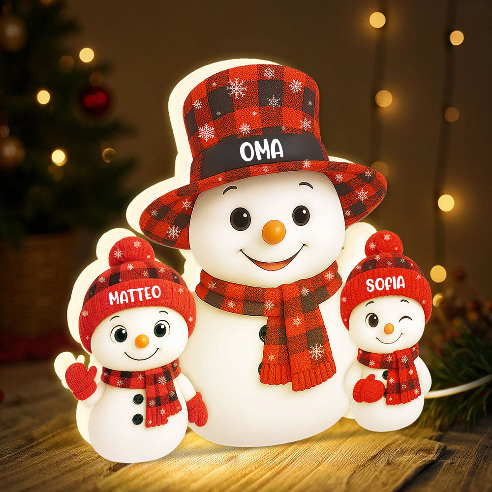 Personalisierte LED-Lichtbox für Oma – Schneemann-Motiv mit Namen