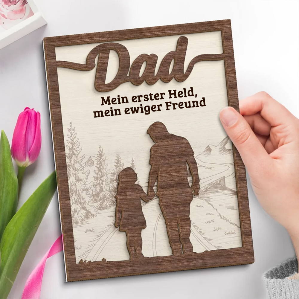 Papa und Kind-Personalisierte Holzplakette für Vater