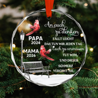 Personalisierter Glas-Weihnachtsanhänger mit Namen – Kardinal-Motiv zur Erinnerung