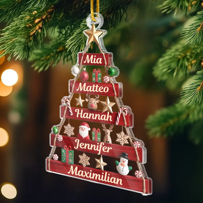 Acrylornament mit 2-6 Namen Personalisierter Christbaumschmuck für Familie