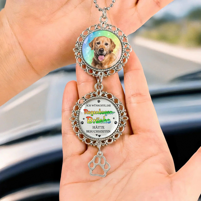 Metalanhänger mit Foto Regenbogenmotiv Trauergeschenk mit Haustier