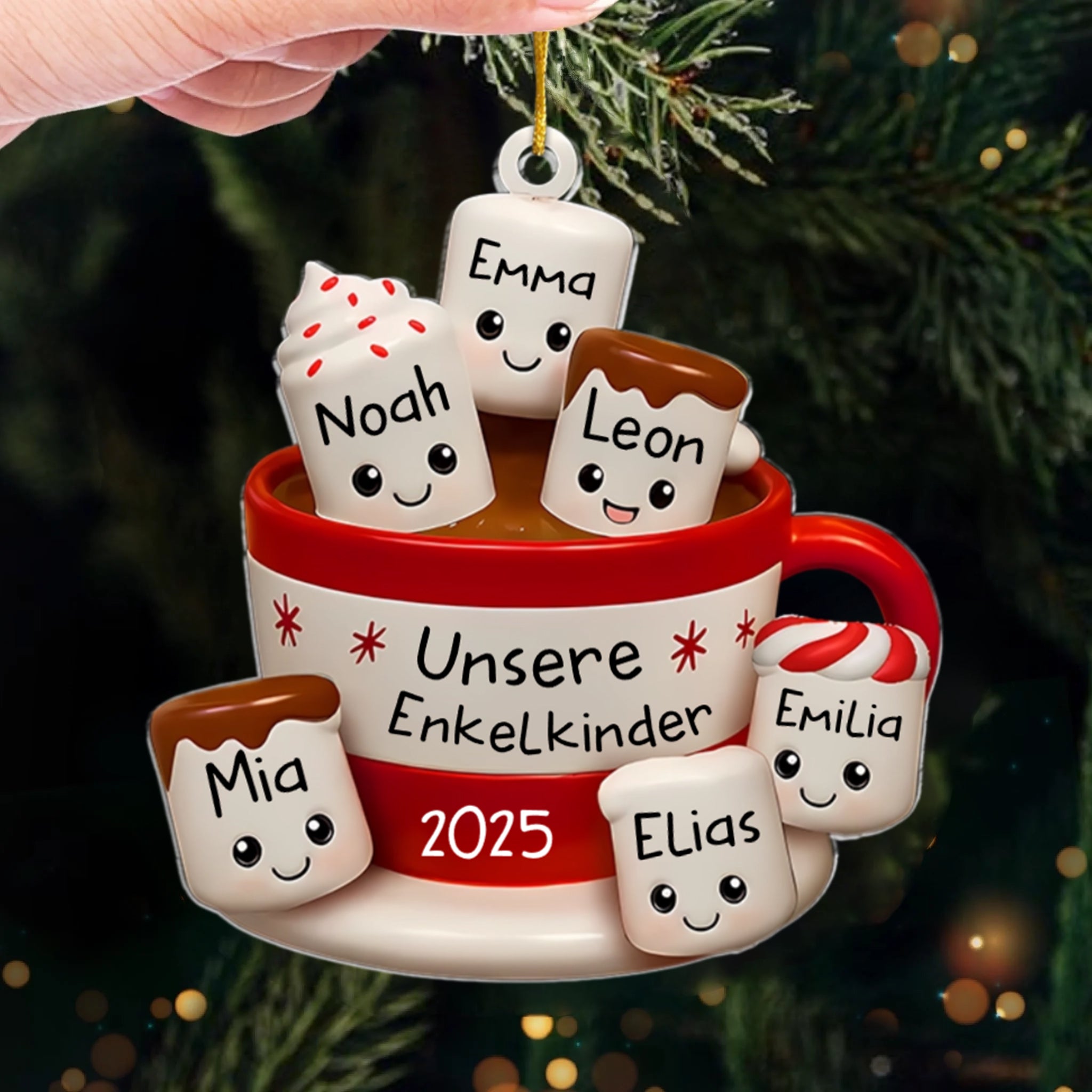 Individuelles Acryl-Ornament – Personalisierte Weihnachtsgeschenke für Opa und Oma – Unsere kleinen Marshmallows
