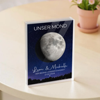 Unser Mond für Paar- Personalisiertes Acrylblock mit Mondphase, Namen und Spruch