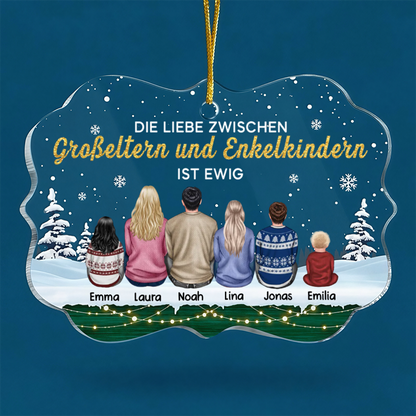 Die Liebe zwischen...ist ewig Personaliserter Acrylanhänger mit 2-8 Personen Weihnachtsgeschenk für Familie
