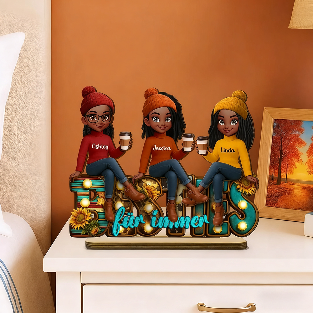 Besties für immer-Personalisierte Holztafel mit 2-6 Frauen Geschenk für Freundinnen