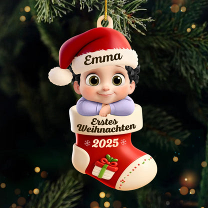 Erstes Weihnachten 2025 - Acrylanhänger Weihnachtsanhänger mit Baby