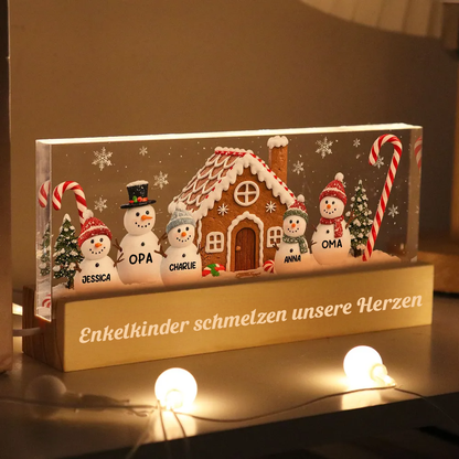 Personalisiertes LED-Nachtlicht mit Schneemannfamilie Weihnachtsgeschenk für Familie