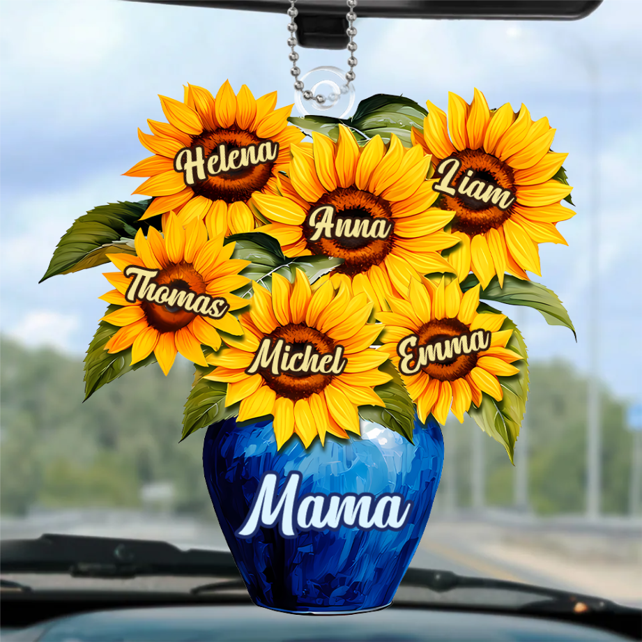 Sonnenblumen und Vase-Personalisierter Anhänger für Mama und Oma