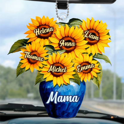 Sonnenblumen und Vase-Personalisierter Anhänger für Mama und Oma