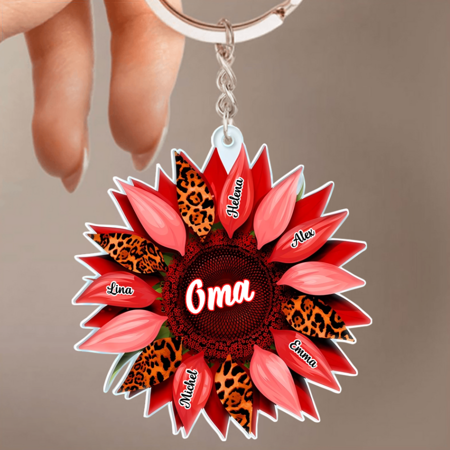 Personalisierter Sonnenblumen-Schlüsselanhänger für Mama und Oma